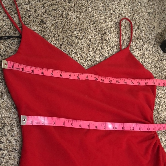 Black Halo Red Bowery Formal Maxi Dress Size 10 Ruched Slit Gown - Picture 9 of 11